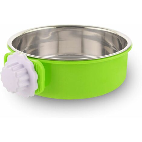 Crate Dog Bowl, Removable Stainless Steel Dog Bowl with Plastic Puppy Feeder Food Water Bowl for Dogs Cats Rabbits