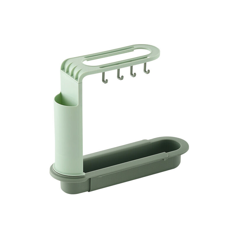 Creative kitchen sink rack sliding plastic punch-free retractable drainer sponge storage rack