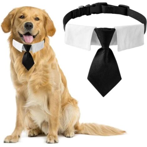Cravate pour chien, 1 lot de cravate noire en coton avec boucle réglable pour chiens de taille moyenne et grande, taille L