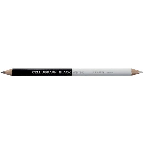 Crayon noir et blanc Cellugraph marquage sur surfaces sèches, humides, lisses ou rugueues blister de 2 crayons - LYRA