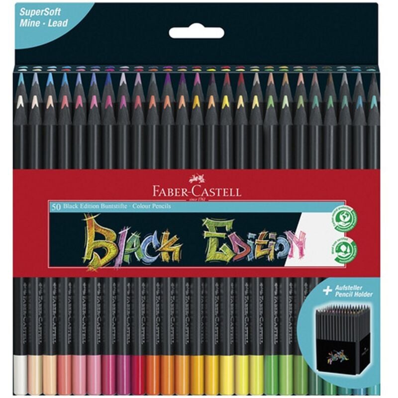 Crayons de couleur Faber Castell FC-116450 Black Edition 50 pièces