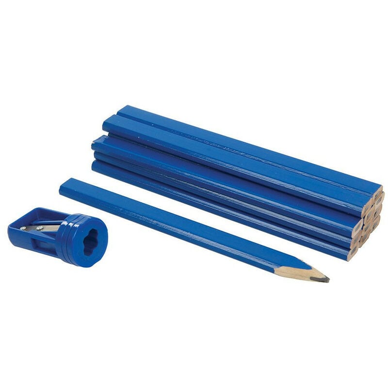 12 crayons de menuisier et 1 taille-crayon - 13 pièces