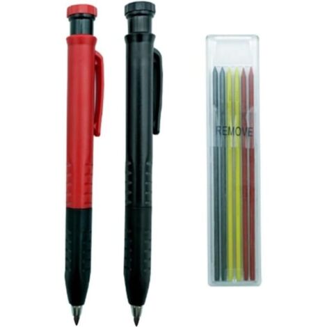 Crayons de Menuisier mécaniques, Crayons à Bois Solides à Trous Profonds, Crayon de Construction avec Taille-Crayon intégré /432(Red Pencil)