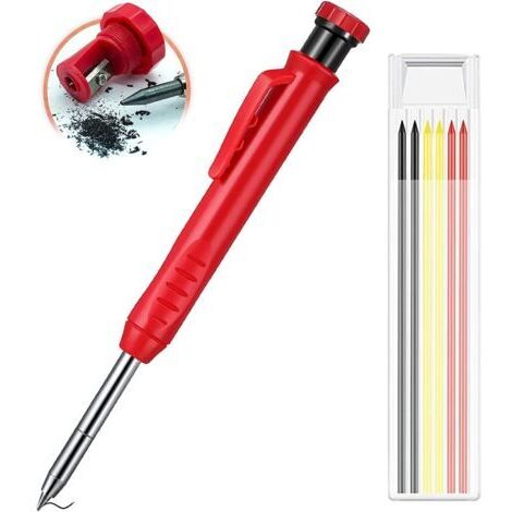 Crayons de Menuisier,Ensemble de crayons de menuisier,Longlife Marqueur automatique,Marqueur de trou profond,Outil de marquage au crayon de construction,pointe télescopique (1 article) H624