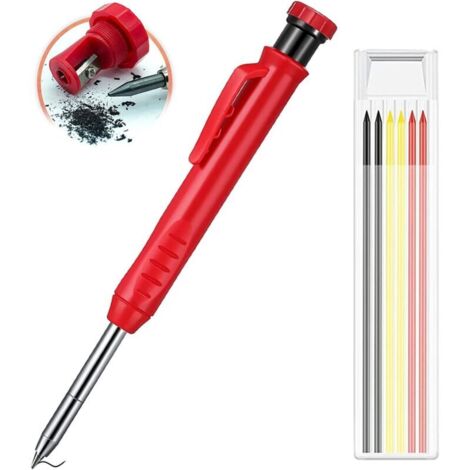 Crayons de Menuisier,Ensemble de crayons de menuisier,Longlife Marqueur automatique,Marqueur de trou profond,Outil de marquage au crayon de construction,pointe télescopique (1 article) H624