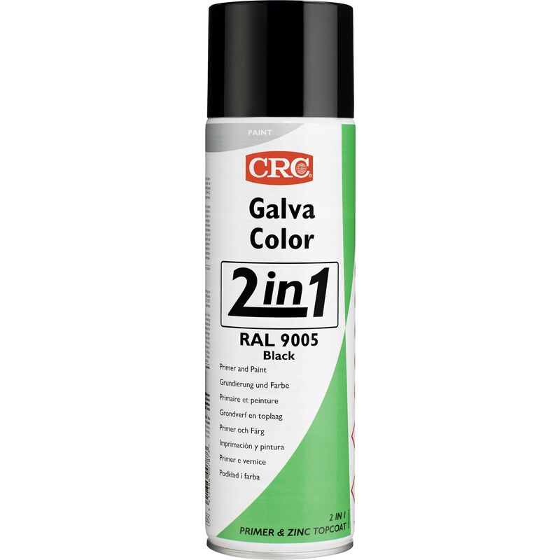 CRC - 20581-HO Peinture anti-corrosion galvacolor avec double effet, noir profond ral 9005 500 ml S000291