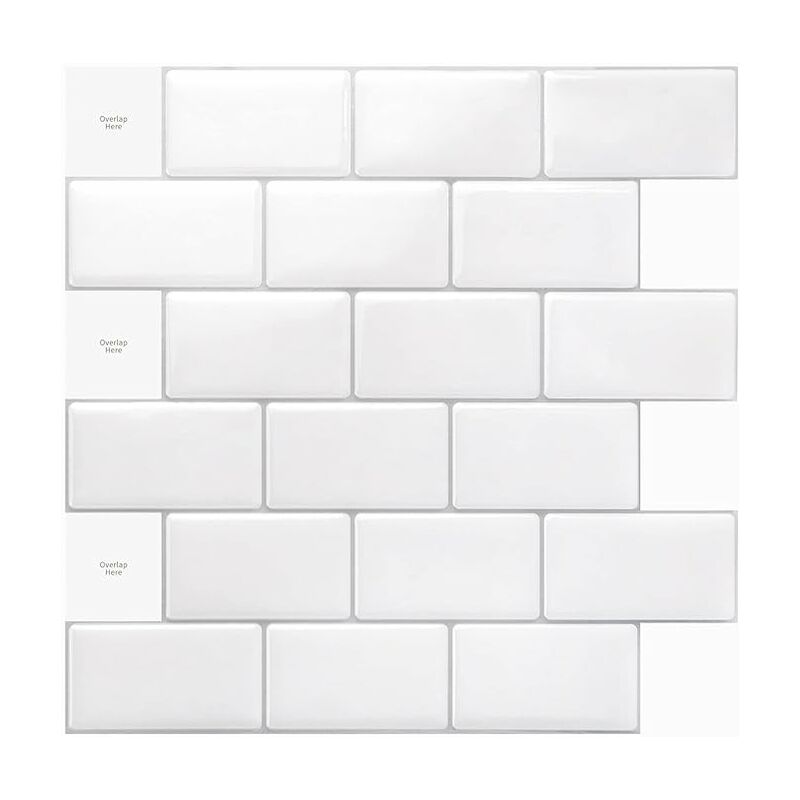 Leisei - Credence Adhesive Cuisine,Carrelage Metro Blanc,Car