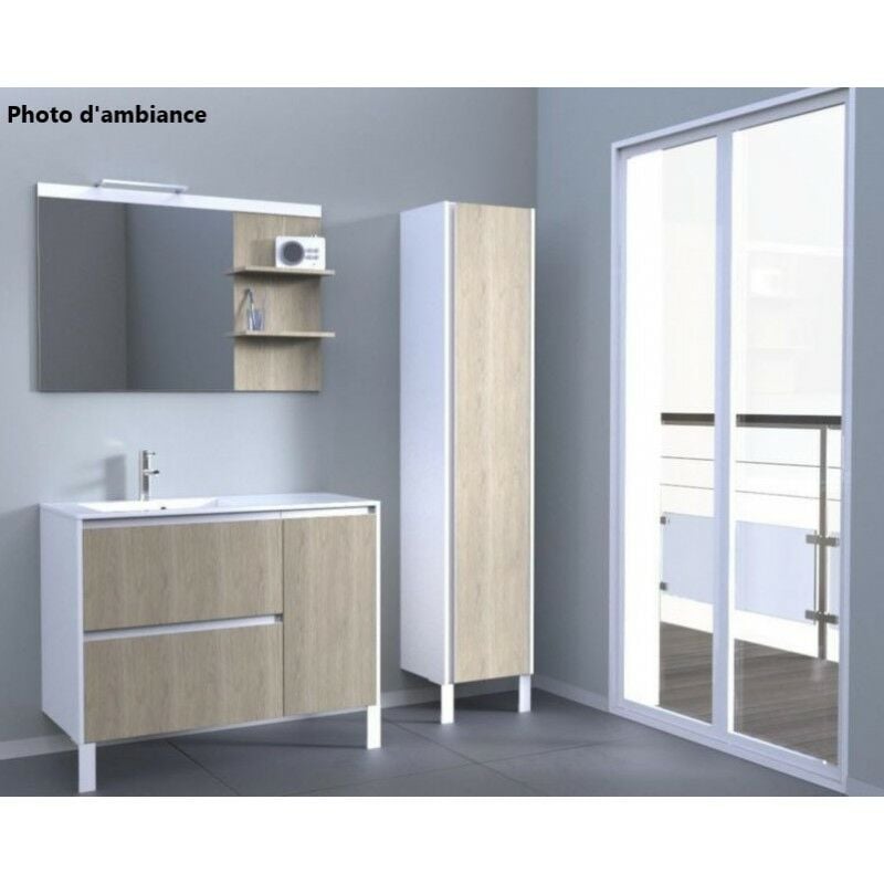 Alterna - Etagère Plénitude 35cm 2 Tablettes Blanc Chêne Naturel - 6687447