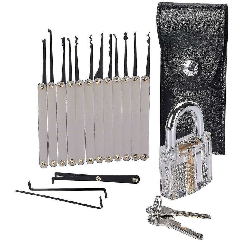 Crea - 15pcs Transparent Padlock Training Lock Practice Keyed Padlocks Training Skill Pick