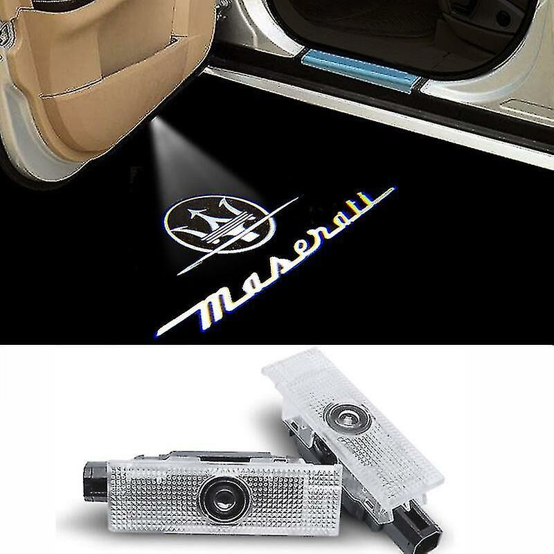 2 pièces lumières de bienvenue pour Maserati Ghibli Levante Quattroporte projecteur Laser Led lumières Logo lumières de porte lampadaire Style h