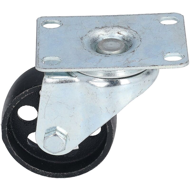 3in Swivel Caster Cast Iron Rotating Plate Dual Bearing Universal Wheel Replacement For Trolley - Crea