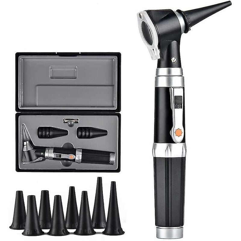 Crea - 3x Otoscope With Led, Portable Handheld Ear Check Magnifier With 8 Caps And 1 Storage Case For Doctor Nurse Adult Kid Dog Cat Pet