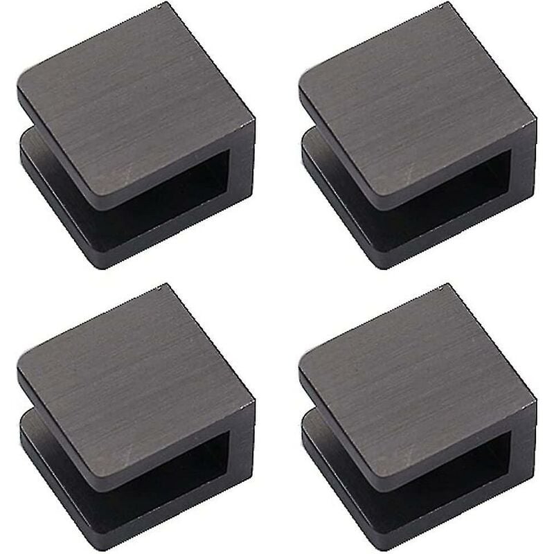Crea - 4 Pack Glass Clips, No Drilling Holes On Glass Glass Holder Shelf Bracket Clip Support (for 8mm-10mm Glass, Black)