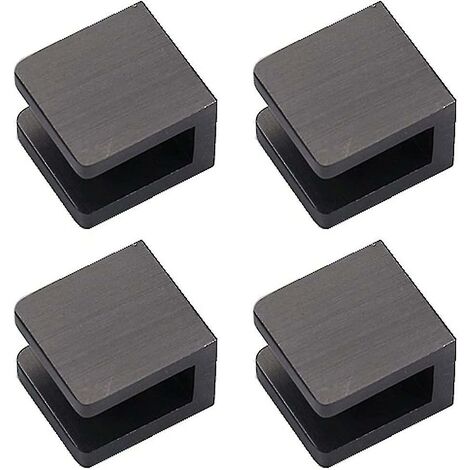 CREA 4 Pack Glass Clips, No Drilling Holes On Glass Glass Holder Shelf Bracket Clip Support (for 8mm-10mm Glass, Black)