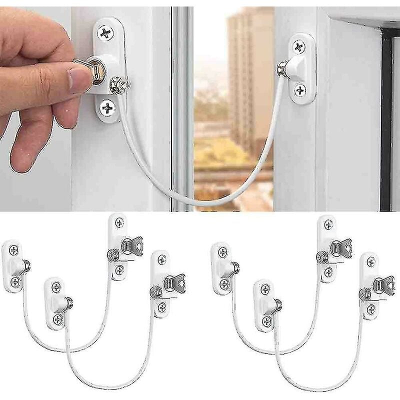 Crea - 4 pièces serrures de limiteur de fenêtre limiteurs de fenêtre serrures de fenêtre de sécurité pour bébé serrures de fenêtre serrures de porte