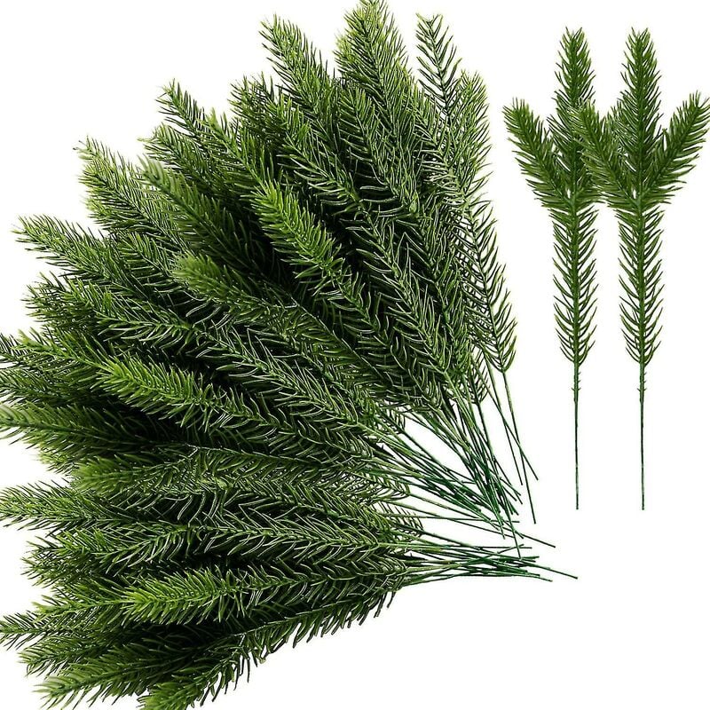 Crea - 45 Packs Artificial Pine Needles Branches Garland-10.2x2.5 Inch