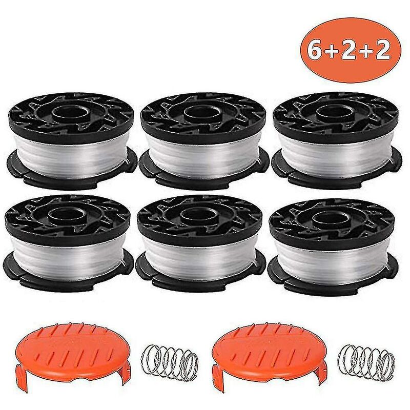 6 Pack Line Spool With 2 Covers For Replace Black Decker Grass Trimmers - Crea