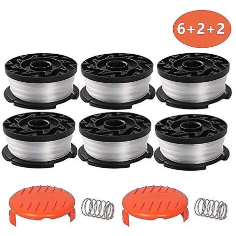 CREA 6 Pack Line Spool With 2 Covers For Replace Black Decker Grass Trimmers