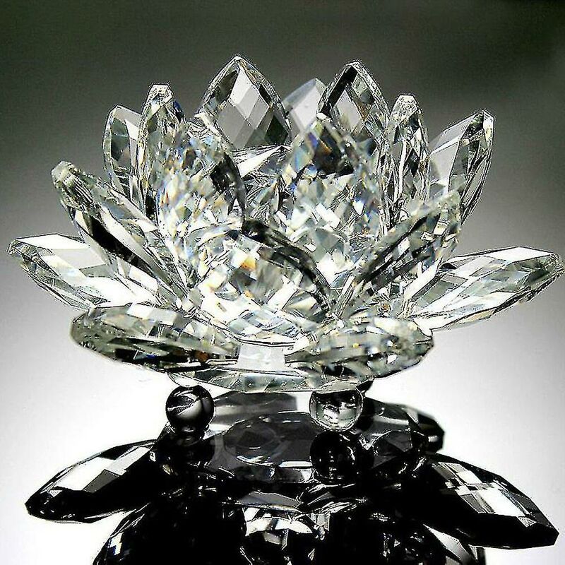 Crea - 60mm Lotus Crystal Quartz Crystal Lotus Flower Crafts Glass Paperweight Fengshui Ornaments Figurines Home Wedding Party Decor