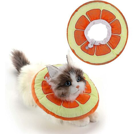 CREA Adjustable Cat Recovery Collar,cat Cone Collar Soft,cat Donut Pillow,cute Orange