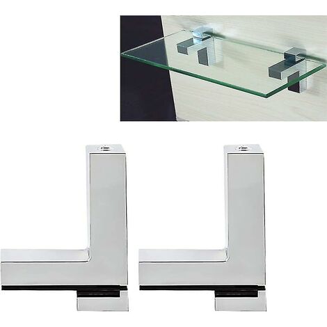 CREA Adjustable Wood/glass Shelf Bracket, Zinc Alloy Polished Chrome Shelf Support Clip Angle, For 3-36mm Thick Shelves, Wall Mounted Glass Support Clip Wo
