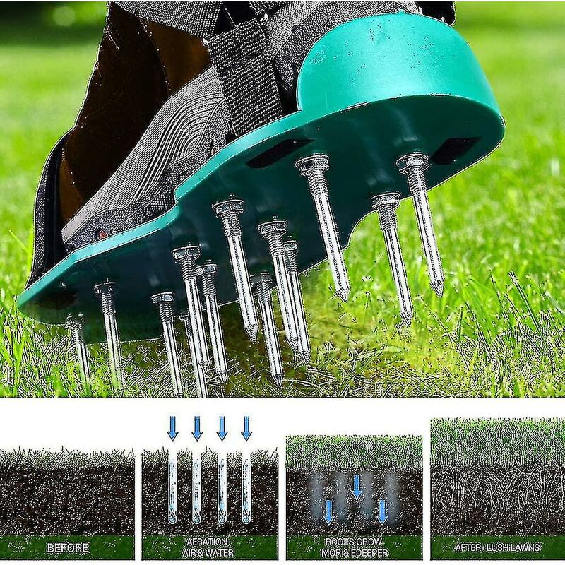 Crea - Chaussures d'aérateur de pelouse avec clous et sangles Aérateur de pelouse réglable, 42 mm