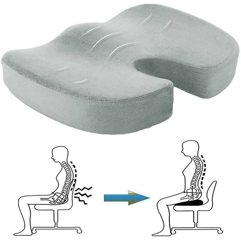 Crea - Coccyx Cushion, Gel Memory Foam Cushion, Orthopedic Cushion With Gel Layer, Relieve Coccyx Pain And Sciatica, Suitable For Office Chair,