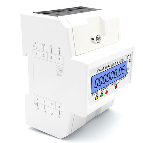 Crea – Compteur d'énergie triphasé 220/380V – 5-80A – Écran LCD rétroéclairé – Installation sur rail DIN – Précision 1.0 IEC62053-21
