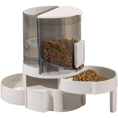 CREA Distributeur d'eau pour animaux de compagnie de 2,2 L Échelle de séparation sèche et humide Rangement double couche Bol pour chat et bol pour chien 2 en 1 Remplissage automatique Mangeoire pour a