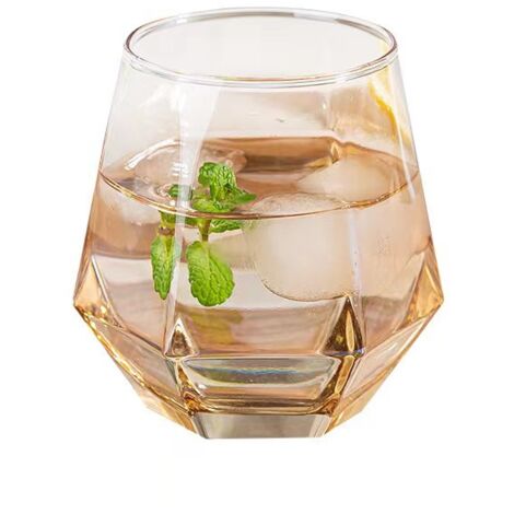 CREA Ensemble de verres à vin 4 pièces, verre à vin sans pied de couleur arc-en-ciel, verre en forme de diamant de 10 oz, meilleur choix pour offrir en cadeau