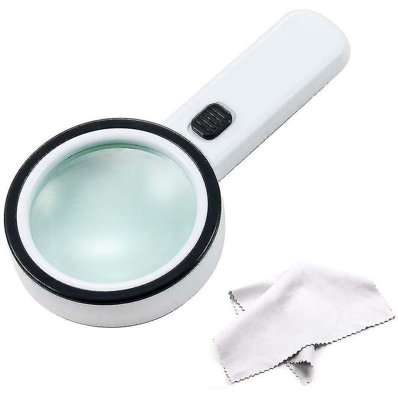 Extra Large Handheld Strong Magnifying Glass With 12 Led And Uv Light,20x Best Jumbo Size Illuminated Magnifier For - Crea
