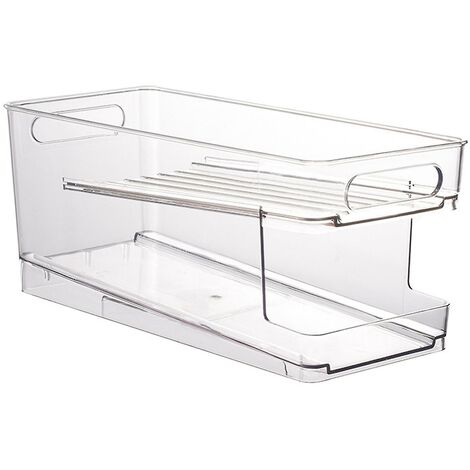 CREA Fridge Rack Double Layers Large Capacity Plastic Beer Cans Fridge Holder Rack For Household