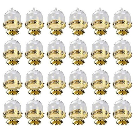CREA Golden Mini Cake Stand-mini Cake Pan With Stand And Dome Cover, 24 Single Cup Cake Stand Mini Desse