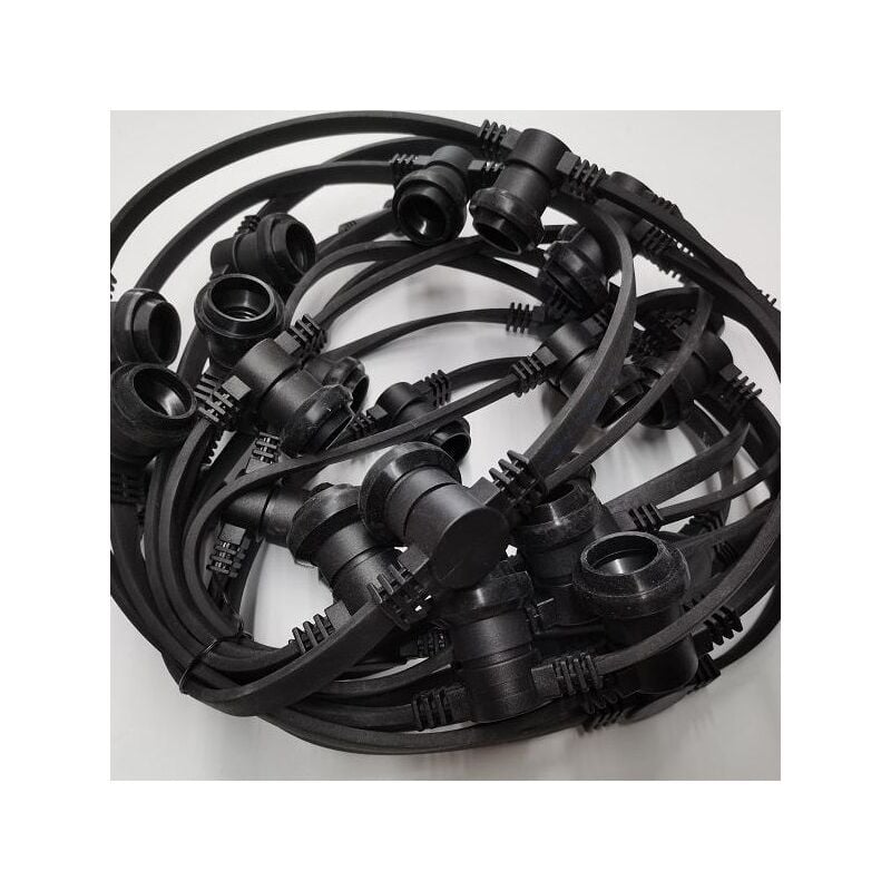 Guirlande Extérieure 10m IP65 Noir Connectable - Guirlande Lumineuse Extérieure pour Ampoules E27 10 Ampoules - Guirlande Extérieure pour Jardins,