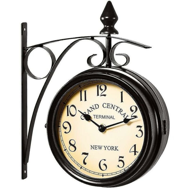Crea - Horloge Murale en Fer Forgé Horloge de Jardin Station Horloge 2 Faces Faite à la Main Grand Central Terminal New York