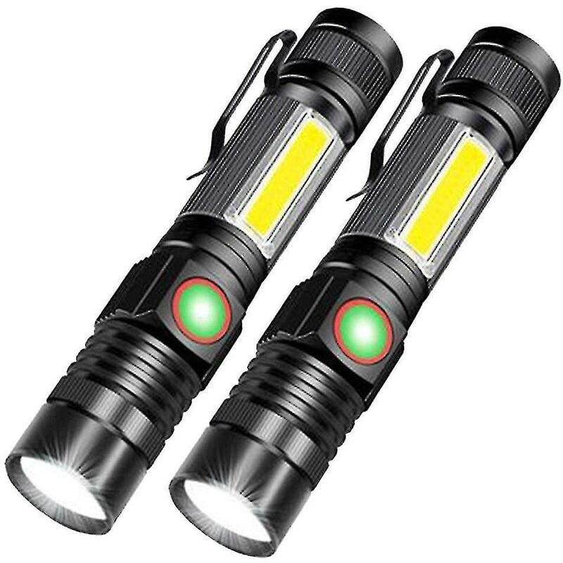 CREA Led Rechargeable Flashlight, Usb Flashlight (with 2 Packs Of 18650 Batteries)