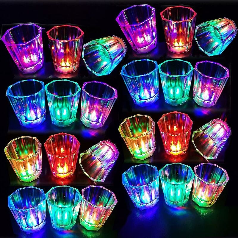 Light Up Shot Glasses Set Of 24 Party Favors Adults Shot Cups For Party Led Flash Drinking Glasses Glow In The Dark - Crea