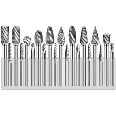 CREA Lime rotative en carbure de tungstène, tête de coupe 1/8 et 1/4 (lime rotative, coupe unique, lot de 20)