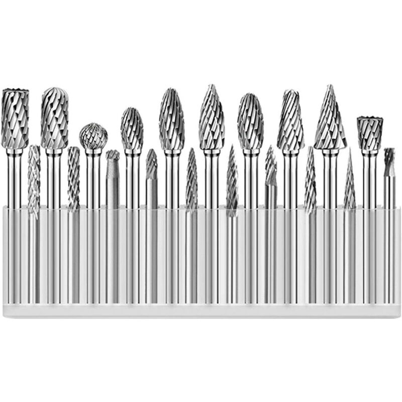 Crea - Fraises rotatives en carbure de tungstène têtes de coupe 1/8 et 1/4 (fraise rotative, double coupe, jeu de 20 pièces)