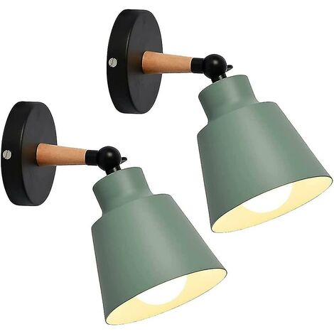 CREA Lot de 2 appliques murales industrielles vintage, plafonniers E27 en métal réglable, applique murale d'intérieur rétro pour chambre à coucher, cuisine, restaurant (vert)