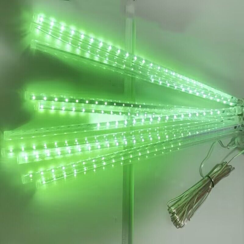 Crea - Lumières de Noël d'extérieur, 11,8 pouces, 10 tubes, 240 led de pluie de météores, étanches, connectables pour la décoration de Noël (vert)