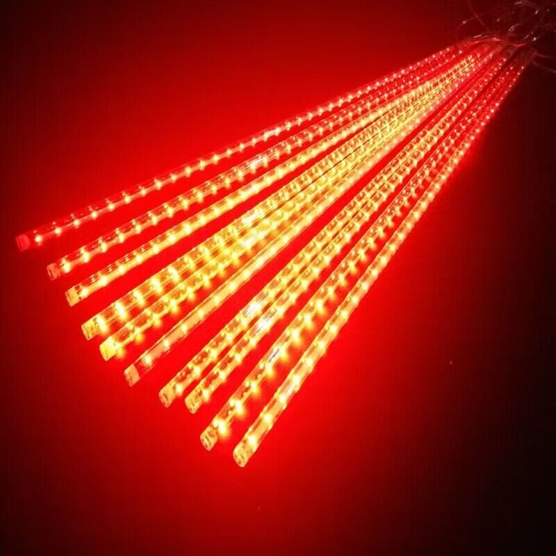 Crea - Lumières de Noël d'extérieur, 11,8 pouces, 10 tubes, 240 led de pluie de météores, étanches, connectables pour la décoration de Noël (rouge)
