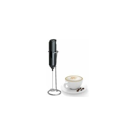 CREA Mousseur à lait portable pour café avec support – AGFOO mousseur à main, fouet électrique mélangeur de boissons, mini mousseur pour cappuccino, frappe, matcha, chocolat chaud, argent/noir