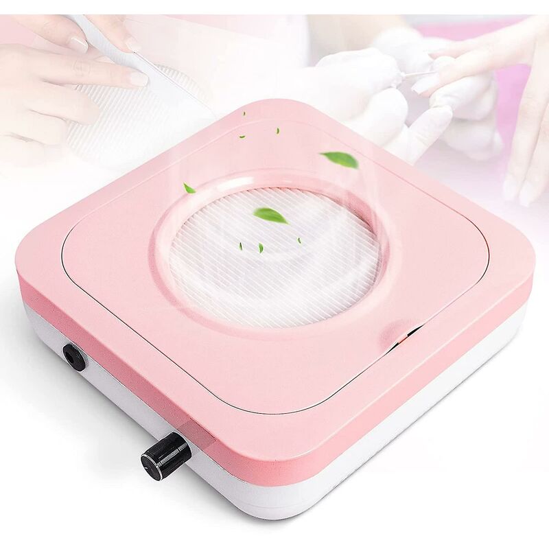 Crea - Nail Dust Collector 80w Electric Vacuum Nail Fan Suction Machine Pink Nails Vacuum Dust Collector For Salon And Home Nail Polish Removal Dust