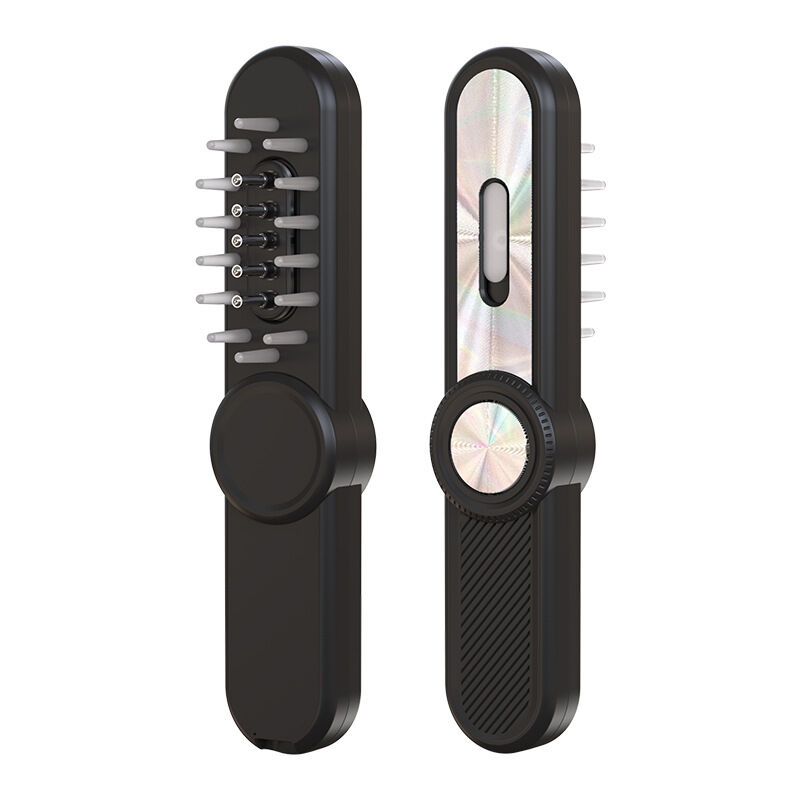 Crea - nouvel applicateur de cuir chevelu boule roulante lumière rouge et bleue peigne de massage électrique peigne de croissance des cheveux - noir