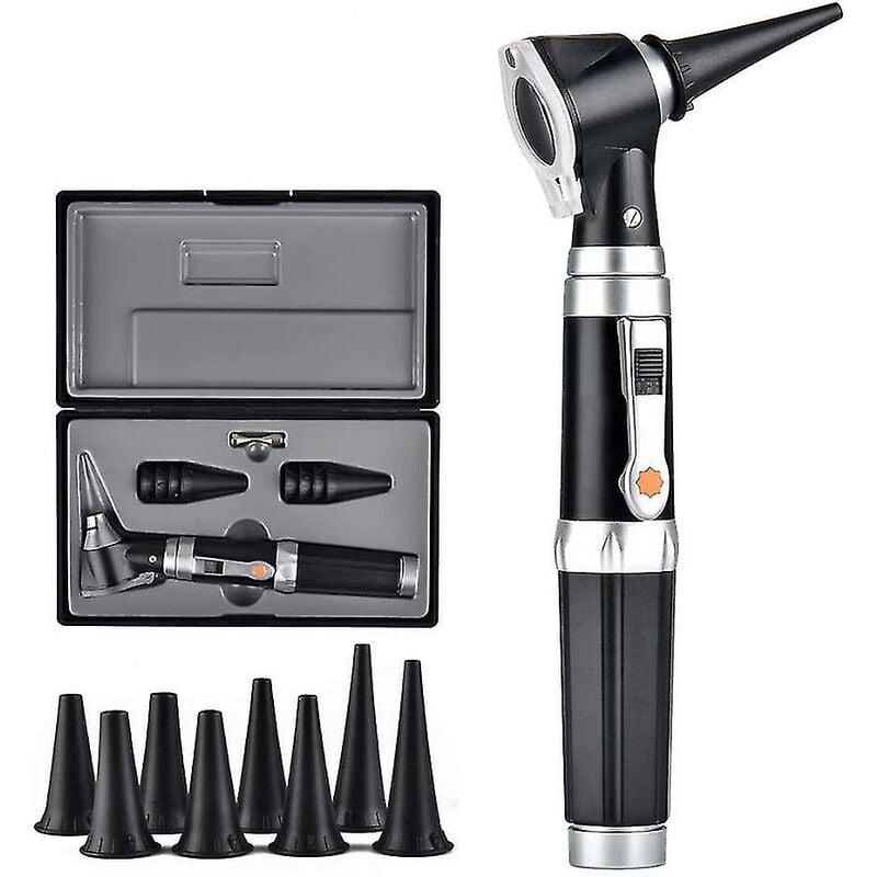 Otoscope 3x avec led, loupe de contrôle d'oreille portative avec 8 capuchons et 1 étui de rangement pour médecin infirmière adulte enfant chien chat