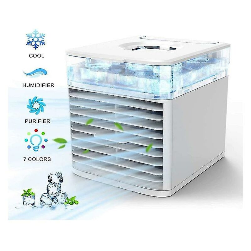 Crea - Personal Air Cooler, Portable Cooling Air Conditioner With Usb, 3 In 1 Evaporative Coolers, Humidifier And Purifier,7 Colors Led(white)