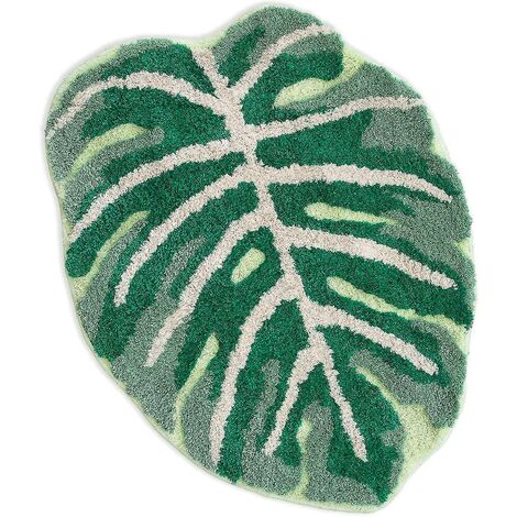 CREA Piao Monstera Non Slip Bath Mat Or Kitchen Tufted Rug  Plant Leaf Shaped Kids Pets Floor Mat Carpet