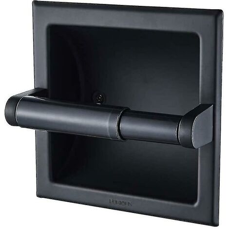 CREA Porte-papier toilette noir mat Support mural pour papier toilette encastrable noir en métal Porte-papier toilette mural noir avec support de montage