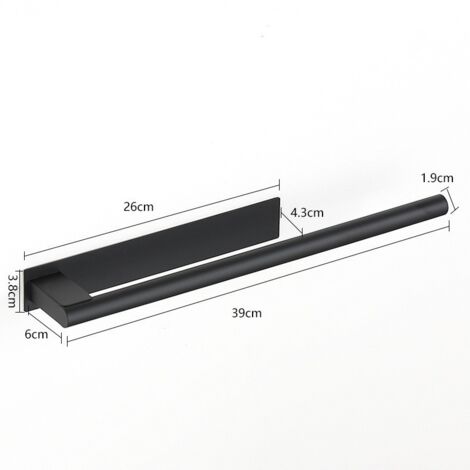 CREA Porte-serviettes de salle de bain sans perçage en acier inoxydable 304, porte-serviettes adhésif à double bras, support mural - Noir